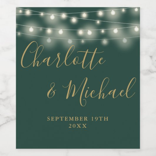 Slingerende Lichtjes Handtekening Script Groene Go Wijn Etiket (Enkel label)