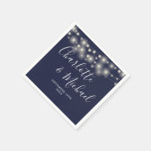 Slingerende Lichtjes Handtekening Script Navy Blau Servet (Hoek)