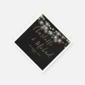 Slingerende Lichtjes Handtekening Script Zwart Gou Servet (Hoek)