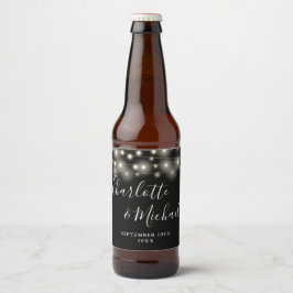 Slingerende Lichtjes Handtekening Script Zwart Wit Bier Etiket