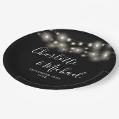Slingerende Lichtjes Handtekening Script Zwart Wit Papieren Bordje (Gekanteld)