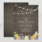 Slingerende Lichtjes & Hout | 50ste Trouwdag Kaart (Voorkant / Achterkant)