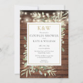 Slingerende Lichtjes Houten Monogram Koppel Bruisf Kaart (Voorkant)