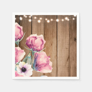 Slingerende Lichtjes & Landelijke Bloemen Rustieke Servetten