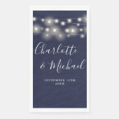 Slingerende Lichtjes Marineblauw Handtekening Brui Servet (Voorkant)