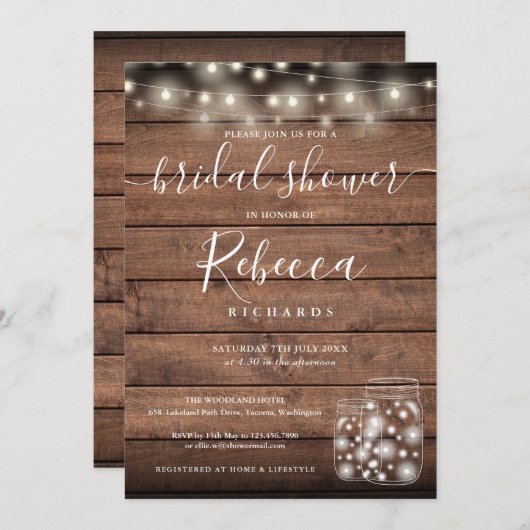 Slingerende Lichtjes Metselwerk Potten Bruiloft Fe Kaart (Voorkant / Achterkant)