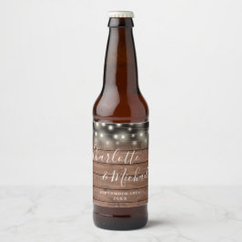 Slingerende Lichtjes Rustieke Houten Handtekening Bier Etiket