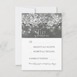 Slingerende Lichtjes Rustieke Kant Krijt Huwelijk RSVP Kaartje