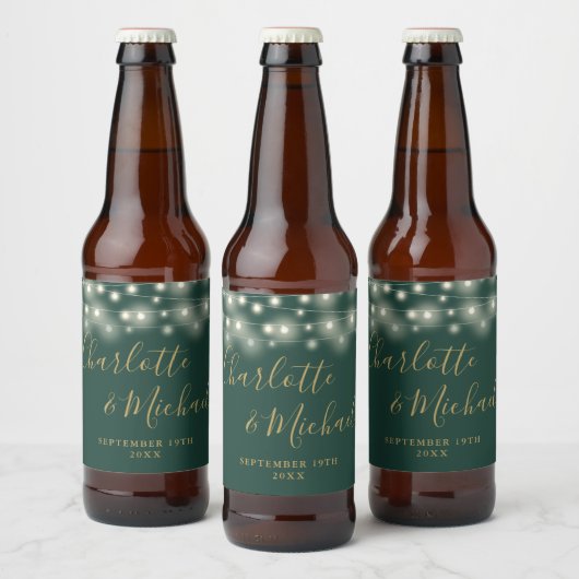 Slingerende Lichtjes Signature Script Groen Goud B Bier Etiket (Flessen)