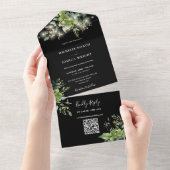 Slingerende lichtslingers bloemengarlanden QR-code All In One Uitnodiging (Afscheurbaar)