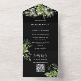 Slingerende lichtslingers bloemengarlanden QR-code All In One Uitnodiging