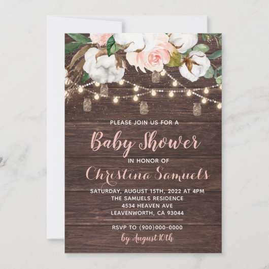 Slingerlicht baby shower uitnodiging (Voorkant)