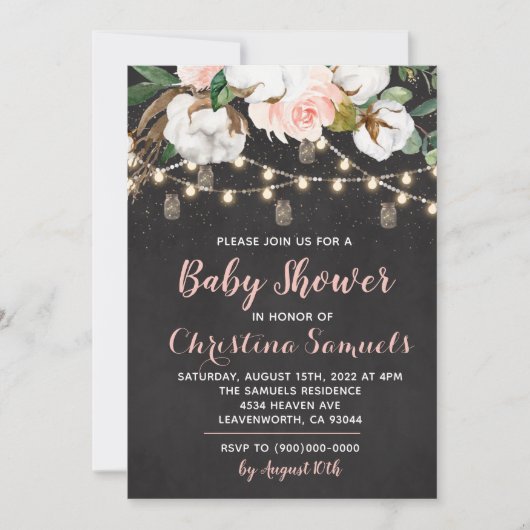Slingerlicht baby shower uitnodiging (Voorkant)