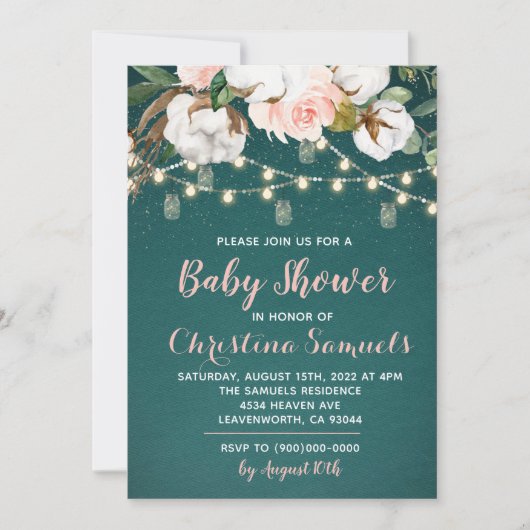 Slingerlicht baby shower uitnodiging (Voorkant)