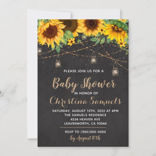 Slingerlicht baby shower uitnodiging (Voorkant)