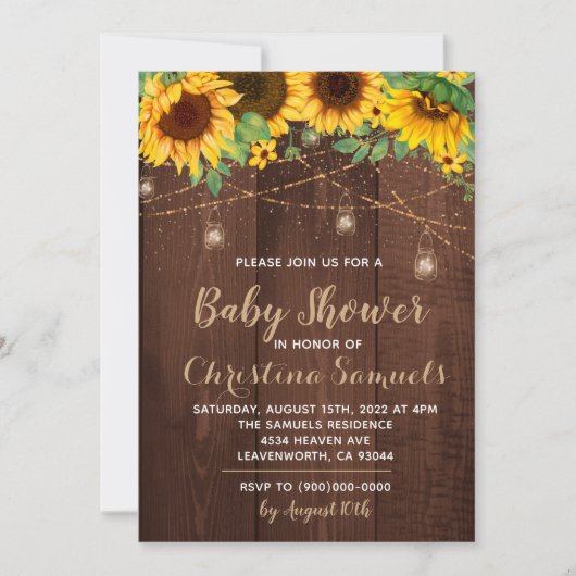 Slingerlicht baby shower uitnodiging (Voorkant)
