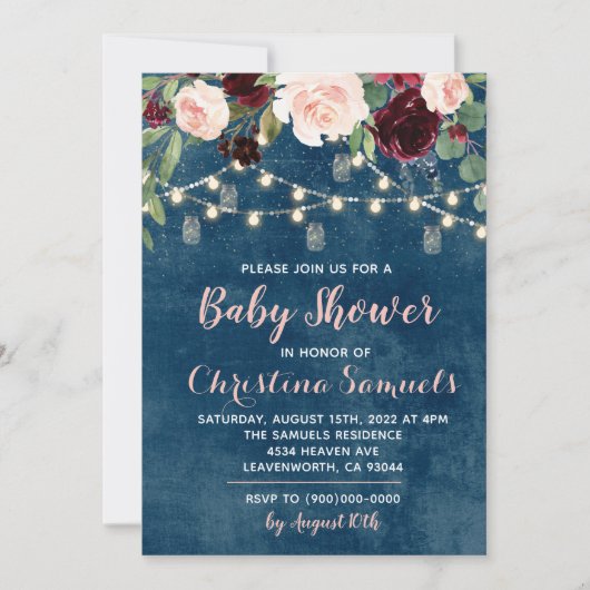 Slingerlicht baby shower uitnodiging (Voorkant)