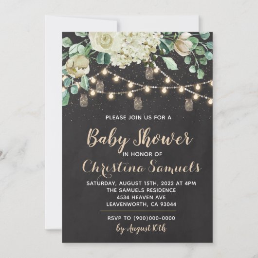 Slingerlicht baby shower uitnodiging (Voorkant)