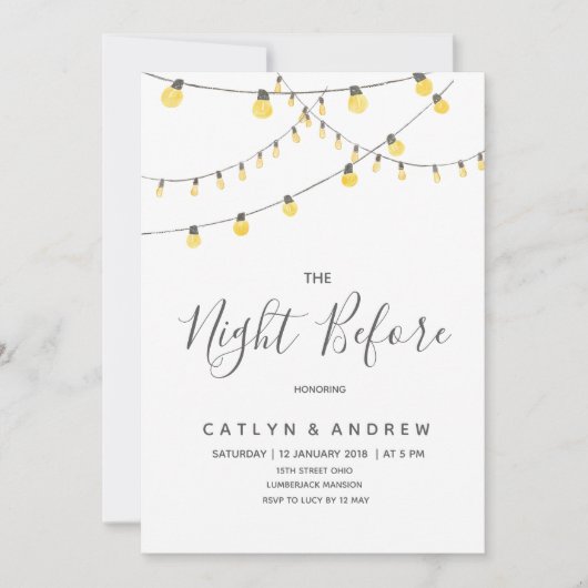 Slingerlicht de avond voor uitnodiging (Voorkant)