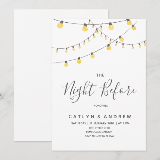 Slingerlicht de avond voor uitnodiging (Voorkant / Achterkant)