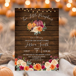 Slingerlicht Hout Twee Kleine Pompoen Baby Shower Kaart