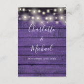 Slingerlicht Roestig Paarse Houten Trouwdetails Informatiekaartje (Achterkant)