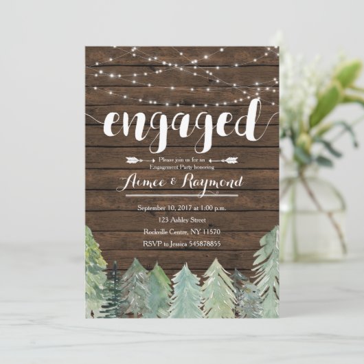 Slingerlicht Winter verlovingsfeestje Kaart (Staand voorkant)