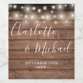 Slingerlichten handtekening script landelijke hout wijn etiket (Enkel label)