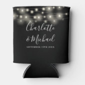 Slingerlichten handtekening script zwart-wit bruil blikjeskoeler (Voorkant)