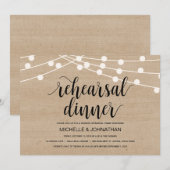 Slingerlichten huwelijksrepetitie diner uitnodigin kaart (Voorkant / Achterkant)