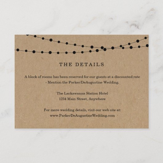 Slingerlichten Informatie Details Bijgevoegde kaar Informatiekaartje (Voorkant)