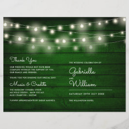 Slingerlichten Rustic Groen Houten Huwelijksprogra