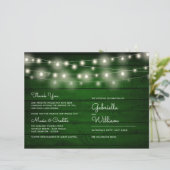 Slingerlichten Rustic Groen Houten Huwelijksprogra (Staand voorkant)