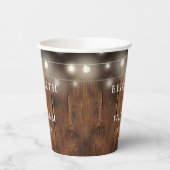 Slingerlichten Rustieke Hout Boho Schuur Bruiloft Papieren Bekers (Links)
