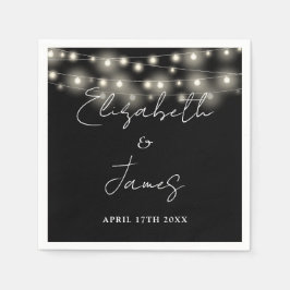 Slingerlichten Script Zwart-Wit Bruiloft Servet