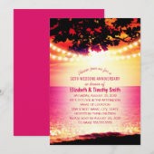 Slingerlichten Zonsondergang Strand Bruiloft Jubil Kaart (Voorkant / Achterkant)