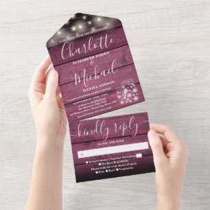 Slingerlichtjes Metselpotten Rustieke Rode Houten  All In One Uitnodiging