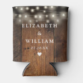 Slingerlichtjes Rustieke Hout Boho Schuur Bruiloft Blikjeskoeler (Voorkant)