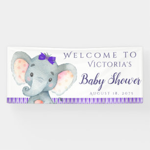 Slingers voor meisjes paarse olifant baby shower spandoek