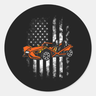 Slingshot Car Amerikaanse vlag 4 juli Ronde Sticker