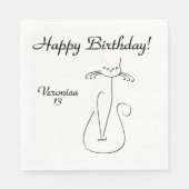 Slinky Black Cat Custom Tekst Groene Ogen Servet (Voorkant)