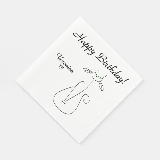 Slinky Black Cat Custom Tekst Groene Ogen Servet (Hoek)