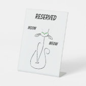 Slinky Black Cat Meow Custom Text Gereserveerd Reclamebord Met Voetstuk (Voorkant)