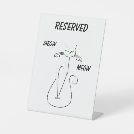 Slinky Black Cat Meow Custom Text Gereserveerd Reclamebord Met Voetstuk