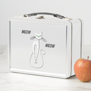 Slinky Black Cat Meow Custom Text Green Eyes