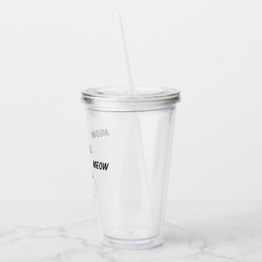 Slinky Black Cat Meow Custom Text Green Eyes Acryl Drinkbeker (Links)