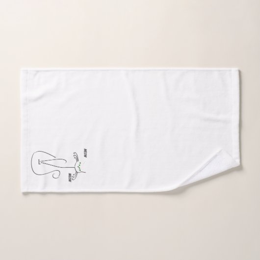 Slinky Black Cat Meow Custom Text Green Eyes Bad Handdoek (Handdoek)