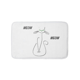 Slinky Black Cat Meow Custom Text Green Eyes Badmat