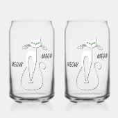 Slinky Black Cat Meow Custom Text Green Eyes Blikvorm Glas (Voorkant)