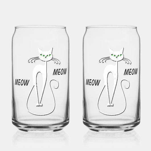 Slinky Black Cat Meow Custom Text Green Eyes Blikvorm Glas (Voorkant)